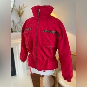 Vintage Edelweiss Skiwear Red‎ Puffer Ski Jacket High Neck Winter Snow M